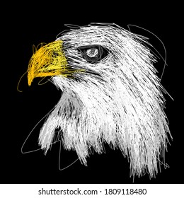 abstract art of line graffiti in gray, white and yellow like an eagle head