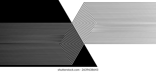 Abstract art lines background. Day and night concept with lines. Optical illusion effect with transition.