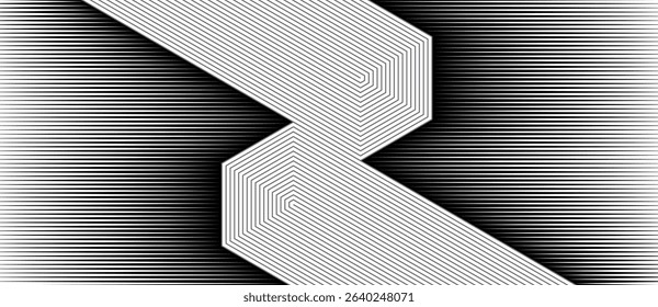 Abstract art lines background. Letter Z concept with lines. Optical illusion effect with transition.