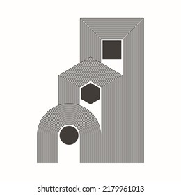 Abstract art lines background with support system. Contemporary geometric illustration with mid century design.