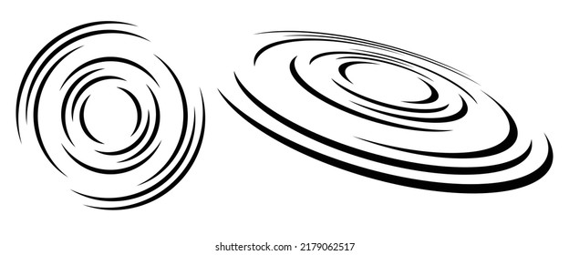 Abstract art lines in circles background. Normal and perspective view.