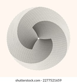 Abstract art lines geometry illustration. Circle in spiral with lines as icon, logo or design element.