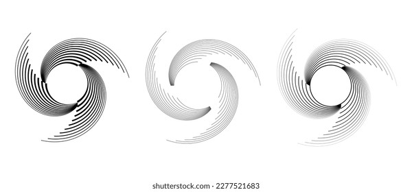 Abstract art lines geometry illustration. Circle in spiral with lines as icon, logo or design element.