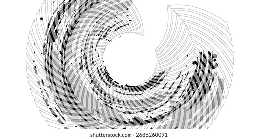 Ilustração da geometria das linhas de arte abstratas. Círculo em espiral com linhas como ícone, logotipo ou elemento de design.