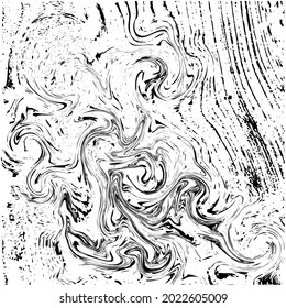 Abstract art liquid ink black white grunge and dirty texture. Vector illustration