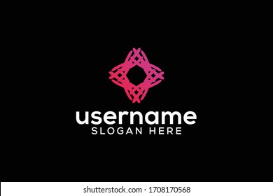 abstract art mandala mark logo vector concept with elegant, modern and awesome gradient color on black background