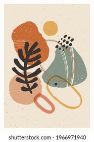 Abstract art minimalist poster. Scandinavian abstract organic composition in natural earthy colors for wall decoration. Vector hand-painted illustration