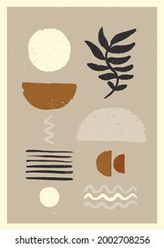 Abstrakte Art minimalistische Plakate Set. Skandinavische abstrakte organische Zusammensetzung in natürlichen Erdfarben für die Wanddekoration. handgemalte Vektorgrafik