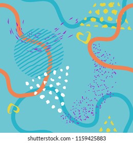Abstract art modern seamless pattern background. Seamless lines, stripes, dots, shapes and brush strokes pattern. Artistic decoration for fabric, textile, fashion, wrapping print. Vector illustration