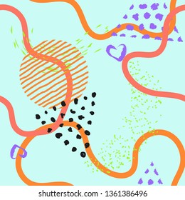 Abstract art modern seamless pattern background. Abstract Painted texture with ink splatter. Bright grunge minimalistic seamless pattern. Vector illustration.