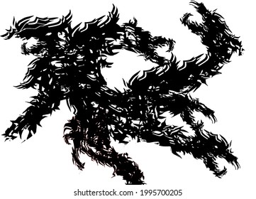 abstract art  " Monster dragon tail "drawing using 5 logo original to be 42 layers