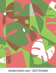 abstract art. Monstera leaves. geometrical style