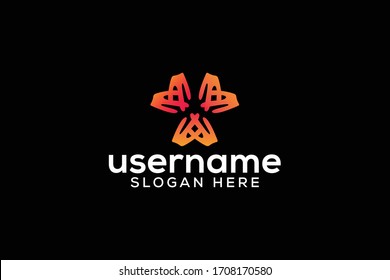 abstract art multimedia mark logo vector concept with elegant, simple, modern and awesome gradient color on black background