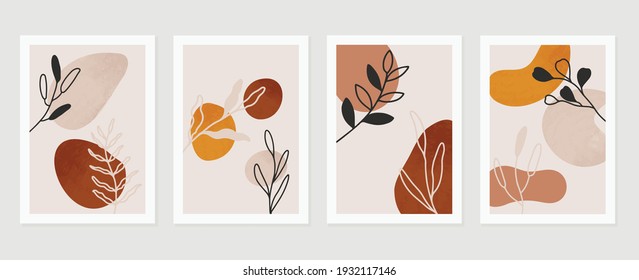 Botanical Wall Art Vector Set Boho Stock Vector (Royalty Free ...