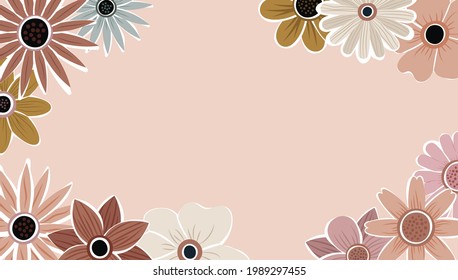 Resumen del vector de fondo de la naturaleza artística. El marco es moderno. flores de color de fondo de diseño, bonito jardín decorativo. Hojas botánicas y diseño de patrones florales para banner de venta de verano