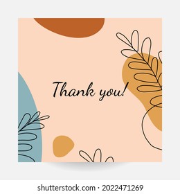 Abstract art nature background vector. Modern shape line art wallpaper. Boho foliage leaves and floral pattern design for home deco, wall art, social media post and story background. For your trext.