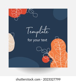 Abstract art nature background vector. Modern shape line art wallpaper. Boho foliage leaves and floral pattern design for home deco, wall art, social media post and story background. For your trext.