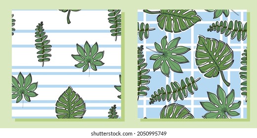 Abstract art nature background vector. Botanical tropical leaves seamless pattern.