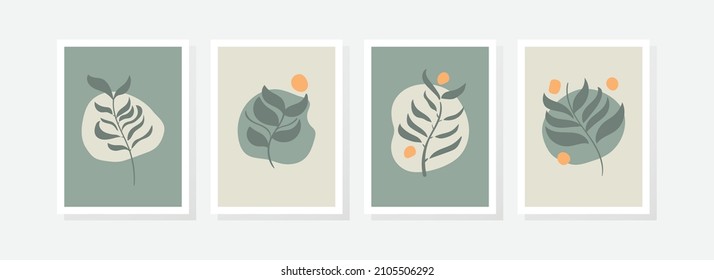 Resumen del vector de fondo de la naturaleza artística. Fondo de pantalla de arte moderno con líneas de forma. Hojas tropicales botánicas del follaje Boho y diseño de patrones florales para el deco doméstico, arte mural, publicaciones en medios sociales y antecedentes de la historia