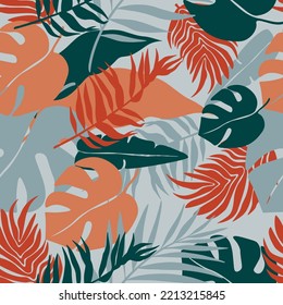 Abstract Art Nature Background Vector. Modern Shape Line Art Wallpaper. Boho Foliage Botanical Tropical Leaves And Floral Pattern Design For Summer Sale Banner , Wall Art, Prints And Fabrics.