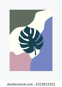 Abstract art nature background vector, tropical leaves and floral pattern design, wall art, social media post and story background. sstkabstract