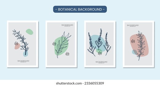 Abstract art nature background vector. Modern shape line art wallpaper. Boho foliage botanical tropical leaves and floral pattern design for home deco, wall art, social media post and story background