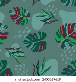 Resumen del vector de fondo de la naturaleza artística. Fondo de pantalla de arte moderno con líneas de forma. Hojas tropicales botánicas y diseño de patrones florales para el deco casero