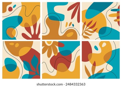 Abstract art nature background vector. Modern shape line art wallpaper. Boho foliage botanical tropical leaves and floral pattern design for home deco, wall art, social media post and story background