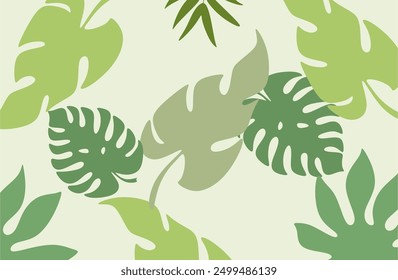 Abstract art nature background vector. Boho foliage botanical tropical leaves and floral pattern design for summer sale banner, wall art, prints and fabrics. Hand drawn Vector illustration.