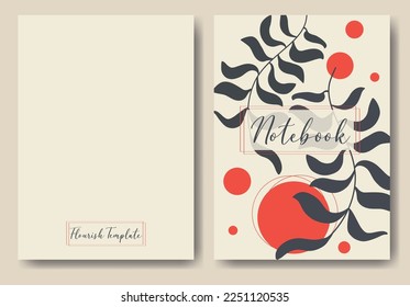 Abstract art nature leaves background template for notebooks. Seamless patterns