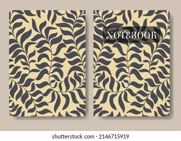 Abstract art nature leaves template for notebook