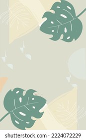 Resumen del fondo vectorial de la naturaleza artística. Modelo de fondo de pantalla de arte moderno. Boho máster de la hoja botánica tropical y diseño de patrones florales para banner de venta de verano, arte mural, hormigón