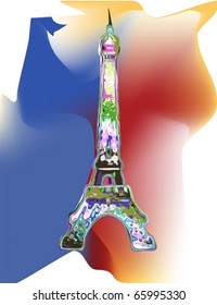 abstract art nouveau vector drawing of eiffel tower