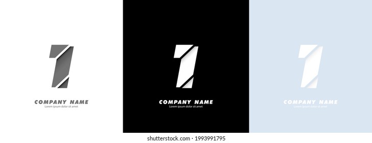 Abstract art number 1 logo. Broken design. Vector EPS 10. Isolated on white background.