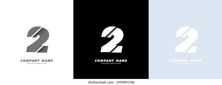 Abstract art number 2 logo. Broken design. Vector EPS 10. Isolated on white background.