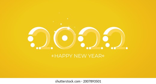 Abstract art number 2022. Merry Christmas and Happy New Year celebration card, poster or banner template. Vector illustration. Calendar future sign cover design yellow background.
