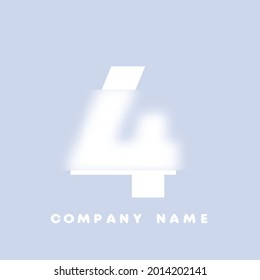 Abstract art numbers 4 logo. Glassmorphism . Blurry style font, typography design, alphabet letters and numbers. Defocus font design, focused and defocused style alphabet. Vector illustration