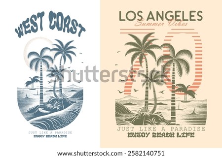 abstract art. Ocean wave. beach vibes. Sunshine all the time. Cartoon sun character with Ocean wave Vector illustration.sun wave, and palm tree, Graphic design print t-shirts fashion, Graphic t-shirts