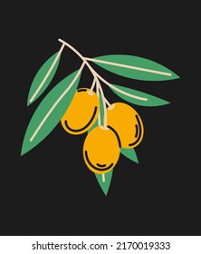 Abstract art of olives. Vector hand drawn abstract illustration  in trendy modern style.