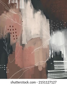 Abstract art on frame, vector art digital painting. 2D illustratuin