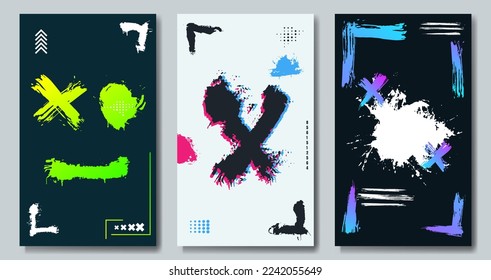 Resumen de pintura artística. Conjunto de formas de pintura. Escrates. Ilustraciones vectoriales aisladas. Carteles, folletos, pancartas, fondos.