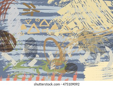 Abstract art painting background. Multicolored bright hand drawn texture. Digital freehand artwork. Brushstrokes of paint. Modern art. Contemporary art. Vector illustration