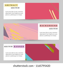 Abstract art painting banners collection. Artistic header background with place for your text. Set of vector banners, digital freehand artwork. Brushstrokes of paint. Modern art. Contemporary art.