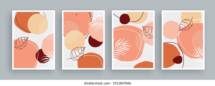 Abstract art painting with pastel colors background. Minimalist geometric elements and hand drawn line. Mid century scandinavian nordic style.