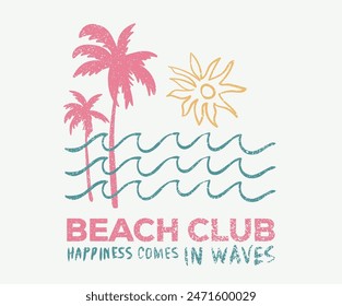 abstract art. Palm beach club. Sunshine all the time. Sun vector graphic design for apparel, stickers, posters, background and others.