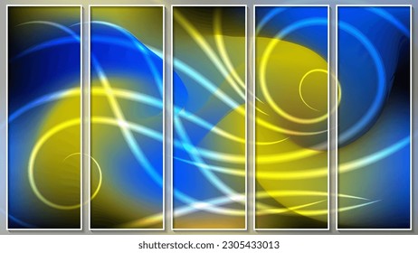 Abstract art panel in yellow blue tones. A beautiful panel for interior decoration, corporate designs, blogs, postcards, posters and your other projects. Vector. 