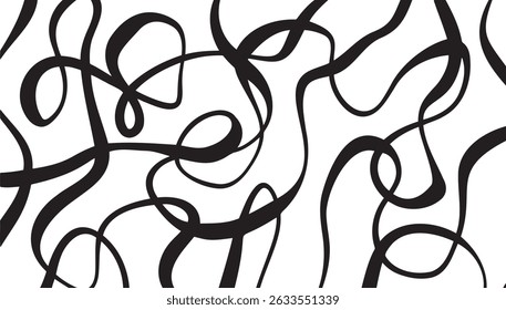Abstract art pattern background. curved lines or liquid shapes black and white monochrome pattern. Vector illustration