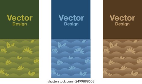 abstract art pattern brand package design cover wave vector modern element cosmetic series set
