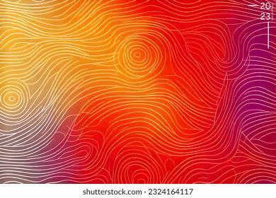 Patrón de arte abstracto de tonos naranja dorado. El paisaje de fondo y los colores de línea. Juego de tarjetas y afiches.