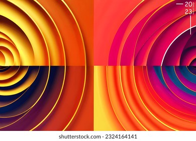 Abstract art pattern of golden orange colors tone. Background landscape and line colors. Set of cards and posters. SSTKabstract